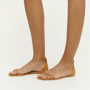 Reformation Mirella Flat Sandal Honey Suede